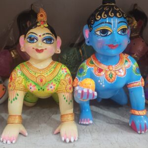 11inch krishna laddu gopal  with 10inch radha rani solid statue from vrindavan , bal gopal radha rani laddu gopal , handmade statue