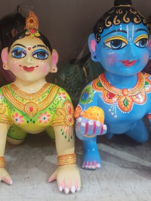 20250113_165254 11inch krishna laddu gopal with 10inch radha rani solid statue from vrindavan , bal gopal radha rani laddu gopal , handmade statue