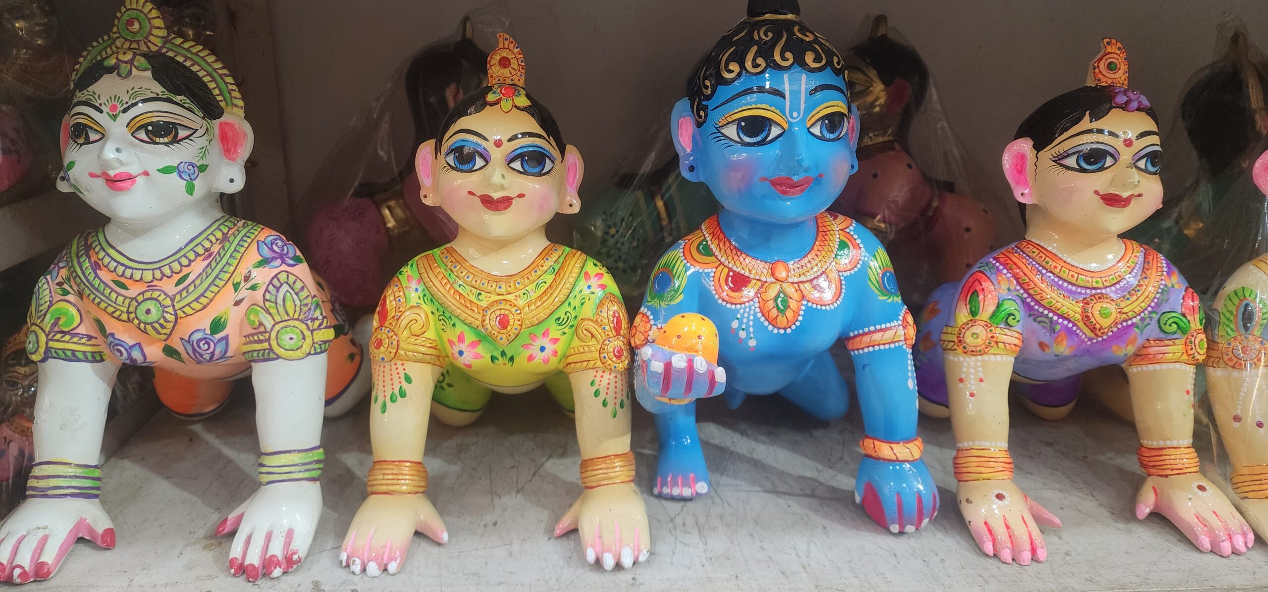 11inch krishna laddu gopal  with 10inch radha rani solid statue from vrindavan , bal gopal radha rani laddu gopal , handmade statue