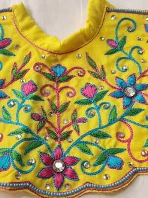 Premium Yellow Embroidery Krishna Radha Dress Set | Handmade Vastra | Stone Work Outfit | Janmashtami Dress | Laddu Gopal Poshak