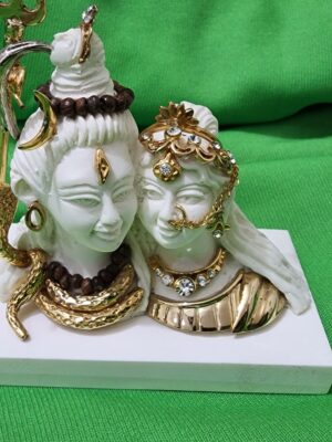 3inch electroplated shiv parvati  head Intricately handcrafted Shiva idol for your home & Gifting, antique shiva with ganga , trishul ,