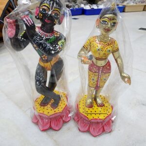10Inch/26cm Handmade solid Brass Radha Krishna Statue – Beautifully Painted, Crafted in Vrindavan for Devotional Worship  Radha Krishna