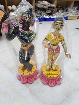 20230304_120304 10Inch/26cm Handmade solid Brass Radha Krishna Statue – Beautifully Painted, Crafted in Vrindavan for Devotional Worship Radha Krishna