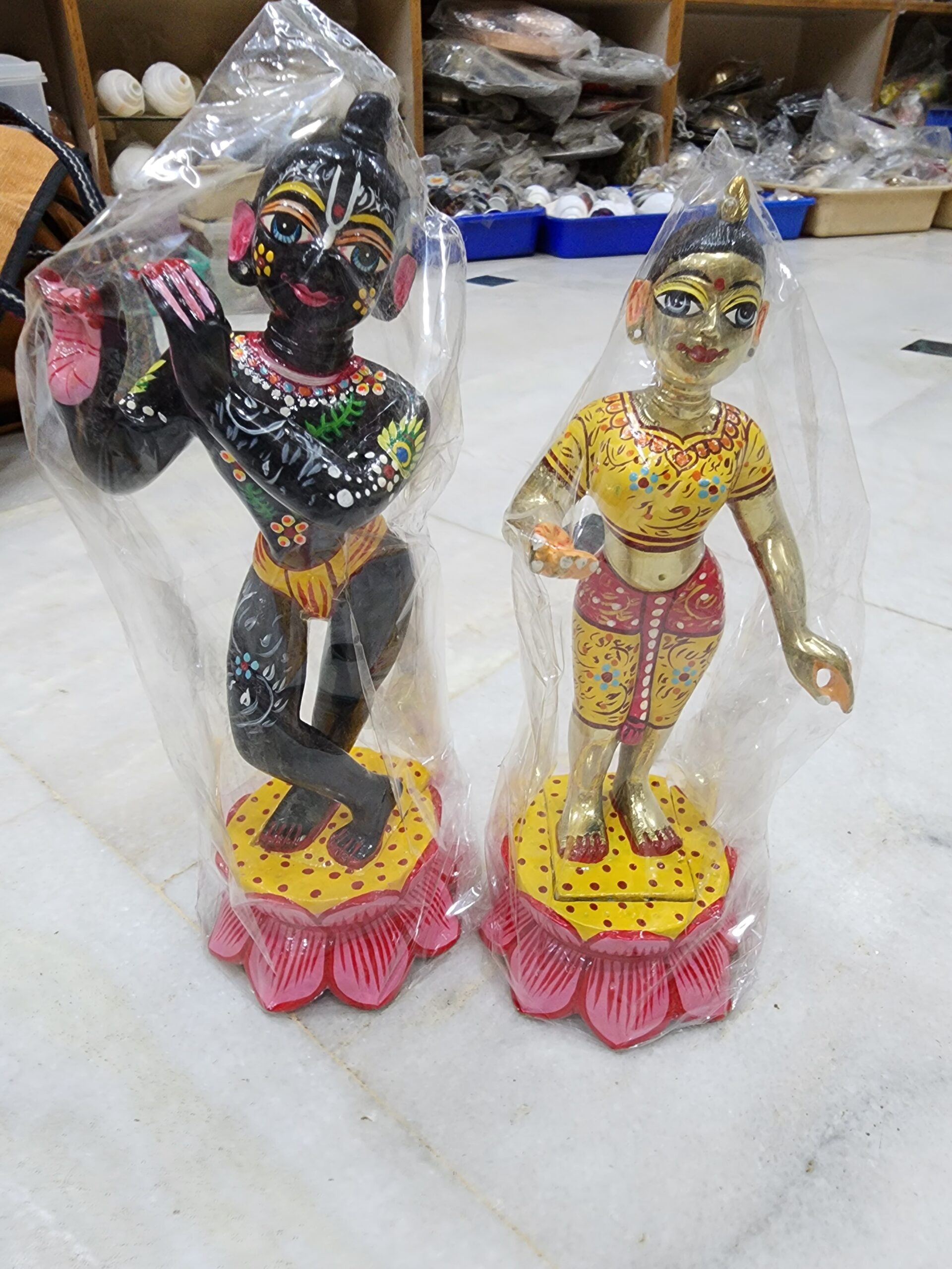 10Inch/26cm Handmade solid Brass Radha Krishna Statue – Beautifully Painted, Crafted in Vrindavan for Devotional Worship  Radha Krishna
