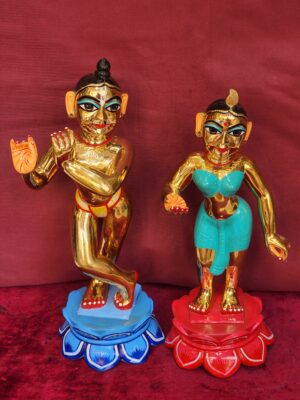 9inch/22cm  a1 quality 5 metal radha krishna statue from vrindavan , best shining , religious item , radha krishna murti , hare krishna ,