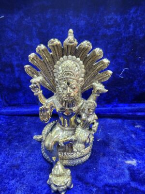 5inch/13cm  solid 3 metal antique  laxmi narsimha statue from holy vrindavan , lakshmi narsimha ji murti , narsimha dev ,iskcon ,