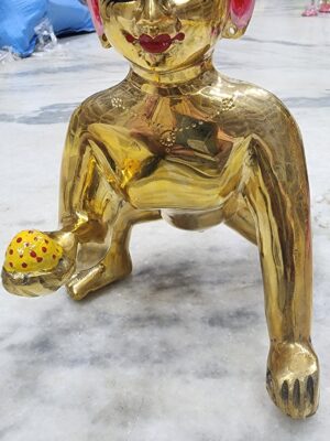 9inch/23cm  brass laddu gopal deity ,vrindavan made baby krishna , vrindavan bal gopal , baby krishna , lord krishna in little form ,