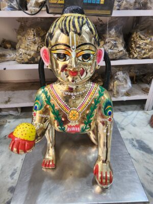20231109_114154 Large 19Inch/48cm Brass Laddu Gopal Statue Design, Vrindavan Made 20 No. Laddu Gopal, baby krishnna , bal gopal , bal gopal murti , krishna
