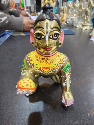 5inch/13cm  brass laddu gopal deity , vrindavan bal gopal , baby krishna , lord krishna in little form , baby krishna gopal, full body