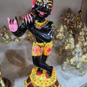 10-Inch Handmade Brass Krishna Statue – Beautifully Painted, Crafted in Vrindavan for Devotional Worship 10-Inch  Krishna murti