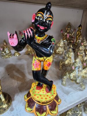 20240201_195926 10-Inch Handmade Brass Krishna Statue – Beautifully Painted, Crafted in Vrindavan for Devotional Worship 10-Inch Krishna murti