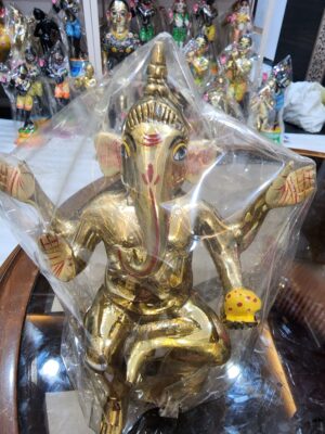20240206_200956 8inch/20cm ganesh bhagvan statue from vrindavan dham , ganpati maharaj peetal deity , painted murti of ganesh god , hindu god murti ,