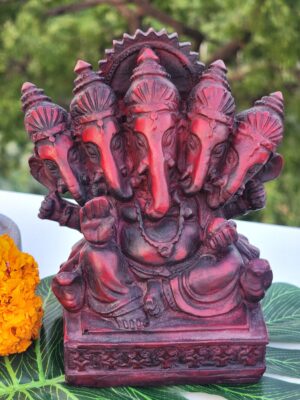 5.5inch/14 cm coconut wood five face ganesh god , ganesh bhagvan statue , gift purpose ,  home decor , show piece , religious gift ,