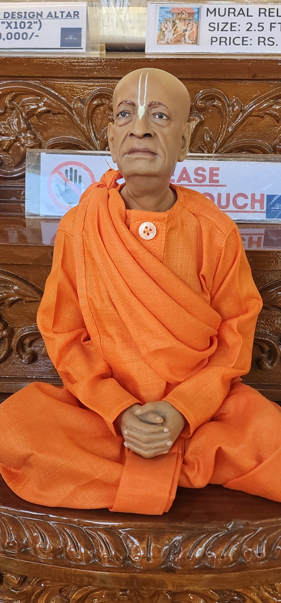 10inch/25cm Shrila Prabhupad Statue Marble Dust  Fiber Idol,with teak wood sinhasan   Temple & Spiritual Decor, Marble Dust prabhupad ,
