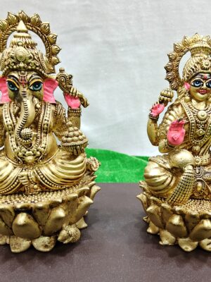 IMG_20260224_130616 4Inch/10cm Lakshmi Ganesh Idol Set | Handcrafted Detailed Laxmi Ganesha Statue for Diwali Pooja Home Temple Spiritual Decor
