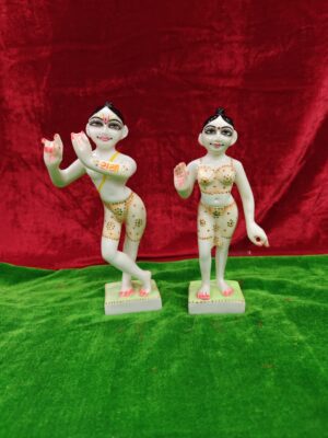 IMG_20260515_131954 8inch Marble Dust Radha Krishna Statue Pair | Vrindavan Handmade Deities | Radha Krishna Murti for Home Temple Decor, dres accessories