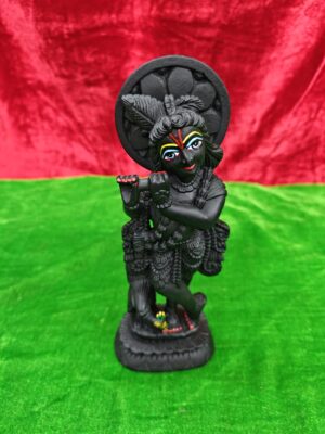IMG_20260526_165106 10Inch/26cm Black Krishna Statue Marble Dust Idol | Flute Playing Krishna Murti | Home Decor Temple Gift Vrindavan Handmade