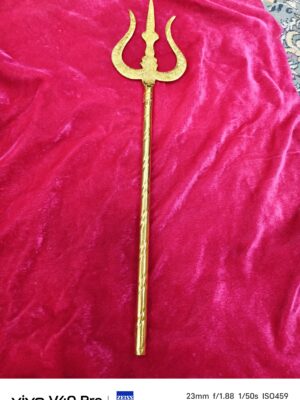 IMG_20260527_181134 17inch/43cm Brass Trishul with Gold Polish Handmade Shiv Trident for Temple Decor Mahadev Puja Shivratri Devotional Item