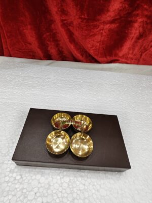 IMG_20260624_165447 Brass 4 Bowl Kumkum Holder with Handle | Charnamrit Holder | Tilak Rice Bowl | Temple Pooja Brass Accessory | Handmade Brass Gift