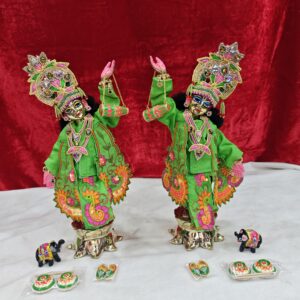 10inch/26cm Solid Brass Gaura Nitai Statue Pair | Gour Nitai Murti | Chaitanya Mahaprabhu Deities | ISKCON Altar Idol Seri 99