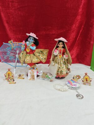 IMG_20260626_153725 10.5 Inch Radha Krishna Statue with Accessories | Blue Krishna Murti | Brass Deity Pair | Hindu Temple Idol from Vrindavan