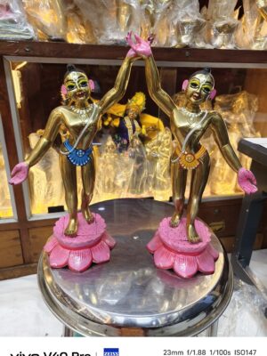 IMG_20260704_191328 11.5 Inch Panchdhatu Gaura Nitai Statue Pair | Chaitanya Mahaprabhu Nityananda Vigraha | Murti Gour nitay Murti ,gaur nitai , goura nitai