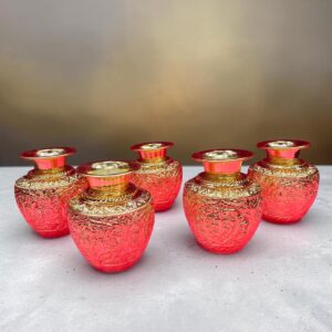 6inch Brass Kalash Lota Gold Polished | Hand Engraved Pooja Vessel | Hindu Temple Kalash | Sacred Puja Pot | Vrindavan Handmade