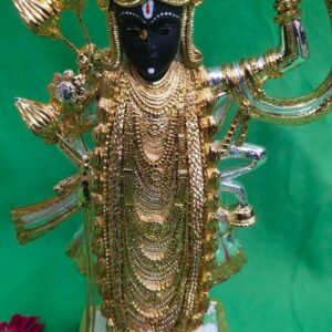 10inch/25cm shrinath ji bhagvan . gold plated 24 crt . 99 percent silver coated , gujrat shrinath ji god , religious statue