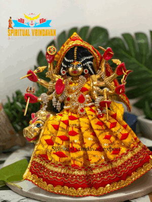 8inch/20cm brass  handmade durga devi murti from vrindavan dham , devi bhagvati in lion , vaishnav devi statue . home , temple