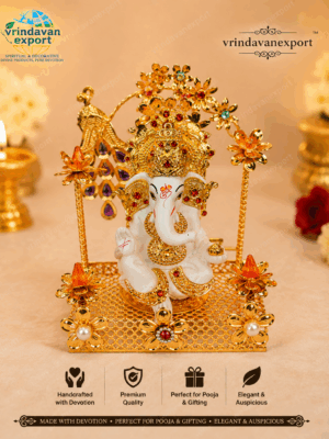 0a495e21-6290-4469-a986-8c9370e4ed26 Lord Ganesha Idol 24K Gold Plated | Ganpati Murti with Decorative Chowki | Premium Velvet Gift Box | Diwali Corporate Bulk Gift