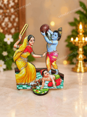 0adf2b5b-4620-4601-8fec-62e4595c2233 Yashoda Krishna MDF Stand 6 Inch, Makhan Chor Bal Krishna Decor, Mother Yashoda Krishna Wooden Cutout, Vrindavan Janmashtami Gift