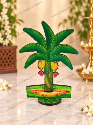 121efa6c-dd98-49c7-a45c-2bc75bbb7674 Banana Tree Decor 5 Inch, MDF Wooden Banana Plant Stand, Tropical Table Decoration, Indian Home Decor, Lightweight Mini Tree