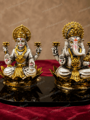2de894a1-c39b-4a66-bc31-81bb156c9235 Lakshmi Ganesha Idol Set 999 Silver Antique Finish | 24K Gold Plated Ganesh Laxmi Statue | Diwali Gift | Hindu Puja Decor