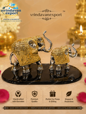 3 chat Elephant Mother Baby Statue, 24K Gold Plated 999 Silver Plated Elephant Figurine, Premium Velvet Box, Indian Home Decor, Luxury Gift