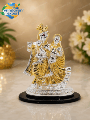 3a1796f2-7547-4e06-b2fc-f8bc7e681e8c Radha Krishna Statue 24K Gold & 999 Silver Plated, Radha Krishna Idol with Velvet Box, Hindu God Murti, Wedding Housewarming Gift