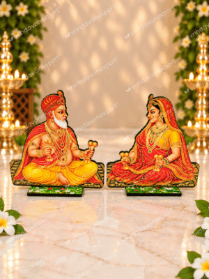4b23c1ee-d84e-409c-ba8c-7b068d3166e4 Traditional Indian Raja Rani Decorative Stand Set, Handmade Wooden Couple Figurine, Rajasthani Folk Art Decor, Indian Wedding Gift, 6 Inch
