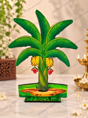 6577754e-ac22-4c95-9418-a0eb063f361a Banana Tree Decor 7 Inch, MDF Wooden Banana Plant Stand, Tropical Tree Table Decor, Lightweight Indian Handmade Home Decoration