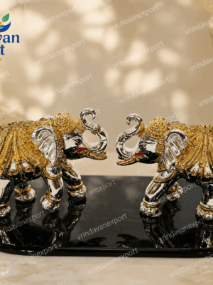 848126fa-abe2-4f7c-8f6e-a745b58a2d60 24K Gold Plated 999 Silver Elephant Pair, Indian Elephant Statue Set, Hindu Home Decor, Vastu Elephant, Luxury Wedding Housewarming Gift