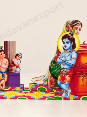 935fb704-debf-4085-a7e7-b7850cee05b0 Damodar Leela Krishna MDF Stand 6 Inch, Yashoda Krishna Ukhal Bandhan Decor, Bal Krishna Wooden Cutout, Vrindavan Diwali Gift