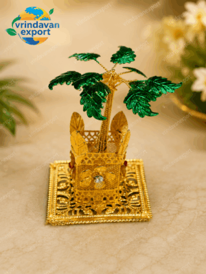 96d1516a-7ebb-4ccb-85e0-e66b07e5a653 24K Gold Plated Tulsi Pot Miniature, Tulsi Vrindavan Decor, Indian Return Gift, Diwali Gift, Pooja Mandir Decor, Hindu Wedding Favor