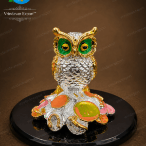 Owl Statue 24K Gold Plated 999 Silver Plated, Feng Shui Lucky Owl Figurine, Wealth Money Decor, Premium Velvet Box, Diwali Gift
