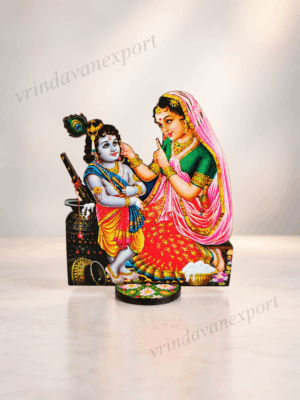 c3efd4e1-ea22-44fe-a8d3-0c731881fb5d Yashoda Krishna MDF Stand 6 Inch, Bal Krishna Makhan Chor Decor, Mother Yashoda Krishna Wooden Cutout, Vrindavan Janmashtami Gift