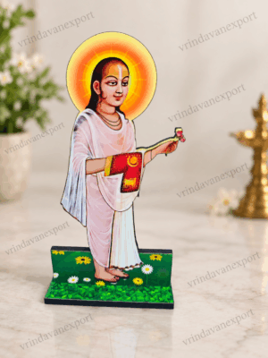 f1d665c7-1413-4389-856b-e132e89ea198 Vallabhacharya MDF Cutout, 5 Inch Lightweight Vaishnav Saint Decor, Hindu Guru Standee, Mandir Table Decoration