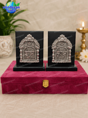 f7871fad-86c6-4651-881b-bdb96bf9438a Shubh Labh Silver Plated Wall Decor Set, Hindu Door Hanging, Auspicious Home Entrance Decor, Diwali Housewarming Gift, Velvet Box